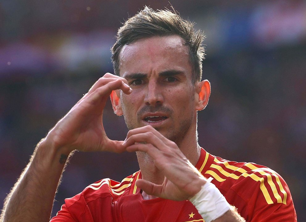 Fabian Ruiz celebra su gol durante el partido del grupo B de la UEFA EURO 2024 entre España y Croacia en Berlín, Alemania, el 15 de junio de 2024.  EFE/EPA/FILIP SINGER